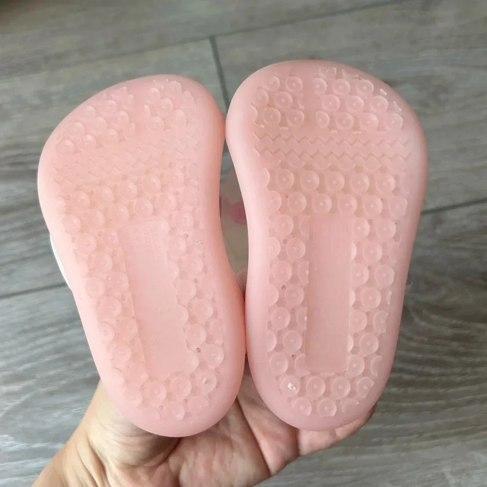 Big Toes Pink Bows NonSlip Baby Shoe Socks Made in Korea